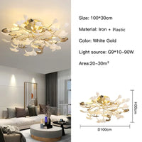Suspension Cuisine Feuilles de Ginkgo Doré, Céramique ou Acrylique, à la Pièce