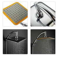 Pommeau de Douche Effet Pluie Carré Chromé avec Bras 20 cm