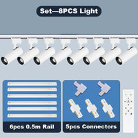 Spot LED sur Rail Dimmable, Kit 3 à 8 Spots 20 W avec Télécommande