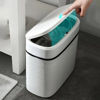 Poubelle Salle de Bain Étanche à Pression Blanche 14 Litres