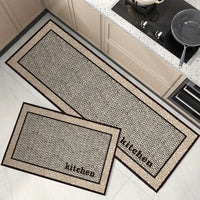 Tapis de Cuisine Diatomite Antidérapant Beige Bordure Noire, Largeur 45 cm