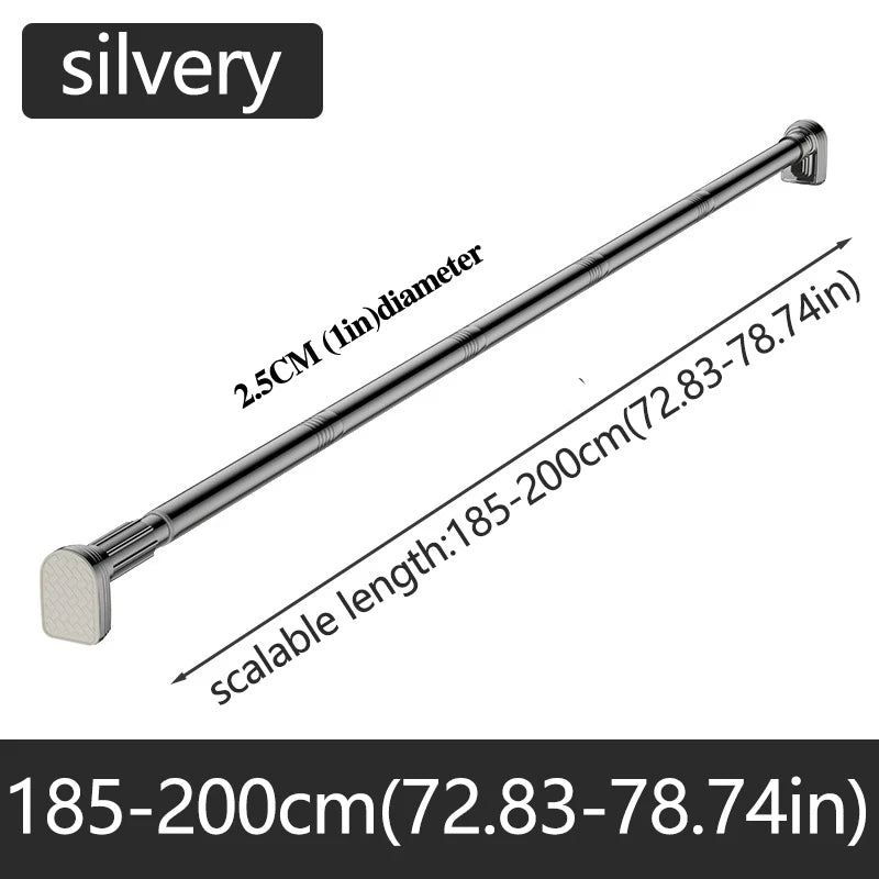 Barre Rideau de Douche Télescopique Inox, Noire ou Argentée, 80 à 270 cm