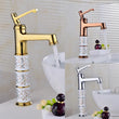 Mitigeur Lavabo Haut Céramique Blanche Motif Doré