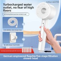 Pommeau de Douche Haute Pression 5 Modes avec 6 Filtres Gris, Blanc ou Bleu