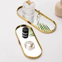 Plateau Miroir Doré Ovale ou Rectangulaire de 30 à 35 cm