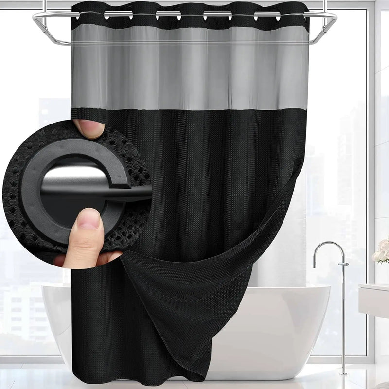 Rideau de Douche Sans Crochets avec Doublure Clipsable, 8 Coloris