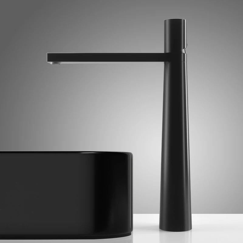 Mitigeur Lavabo Conique Laiton Bec Plat, Modèle Haut ou Court, 5 Finitions