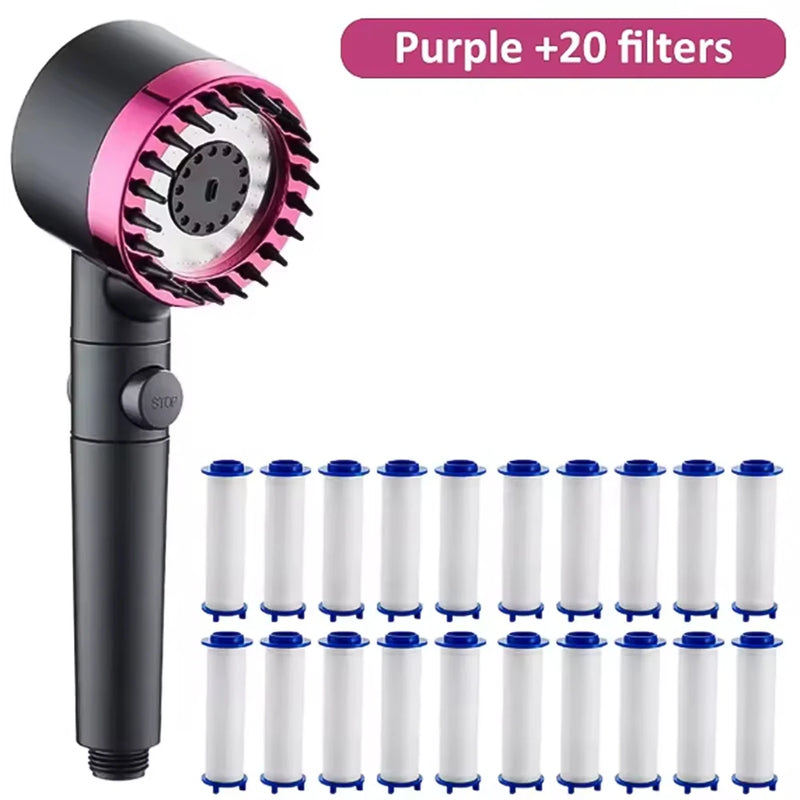 Pommeau de Douche Filtrant Haute Pression Massage avec Filtres, Gris ou Violet