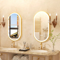 Miroir LED Salle de Bain Ovale Cadre Doré Aluminium Anti-Buée