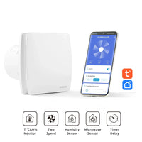 Aérateur Salle de Bain Connecté 100 mm, Capteurs d'Humidité et de Mouvement