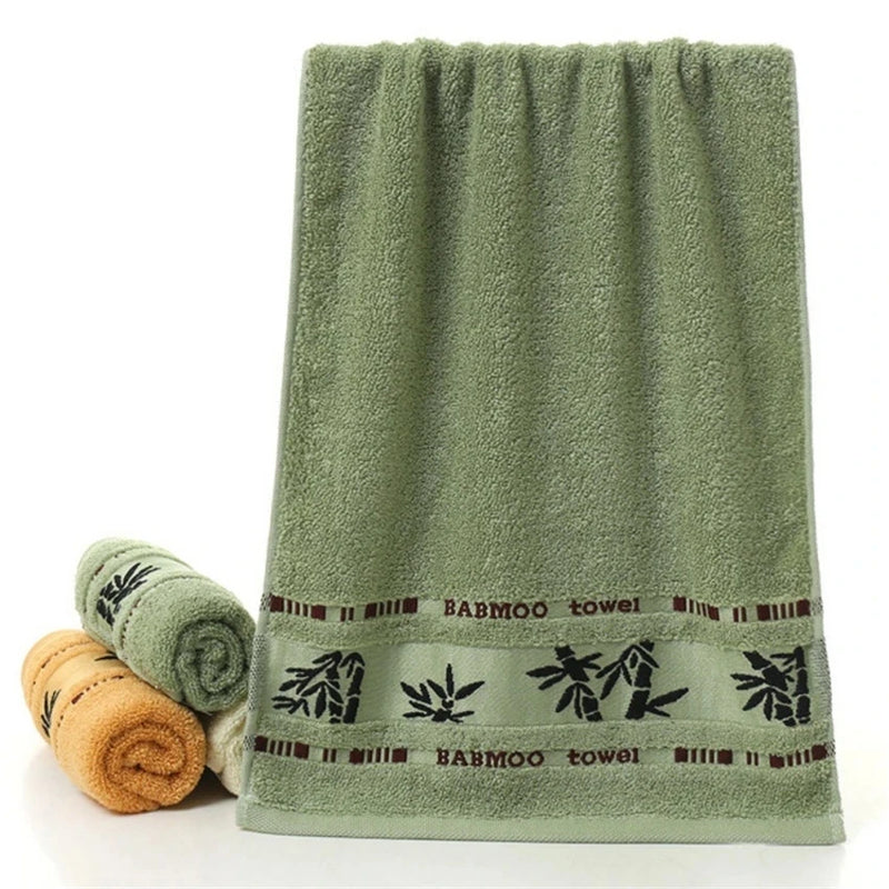 Serviettes de Bain en Bambou Brodées, 70 x 140 cm et 34 x 74 cm