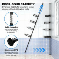 Étagère de Douche d'Angle Télescopique Noire 4 Niveaux, 110 à 305 cm