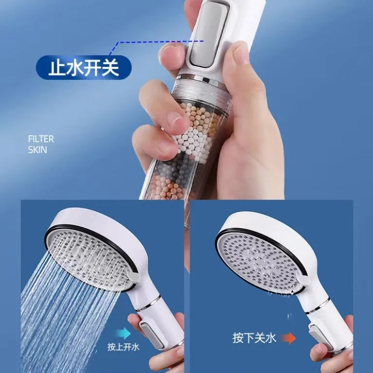 Pommeau de Douche 5 Modes à Billes Minérales, Accessoires à la Pièce