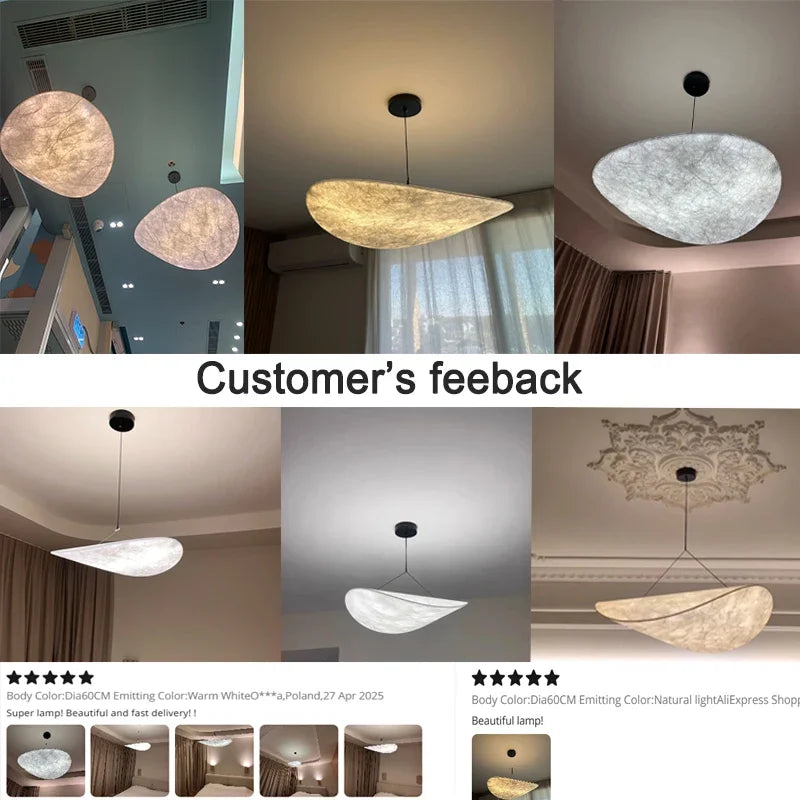 Suspension Cuisine Soie Blanche LED, Diamètre 40 à 80 cm