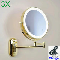 Miroir Grossissant LED Tactile Pliant Mural Rechargeable 3X 5X 7X 10X