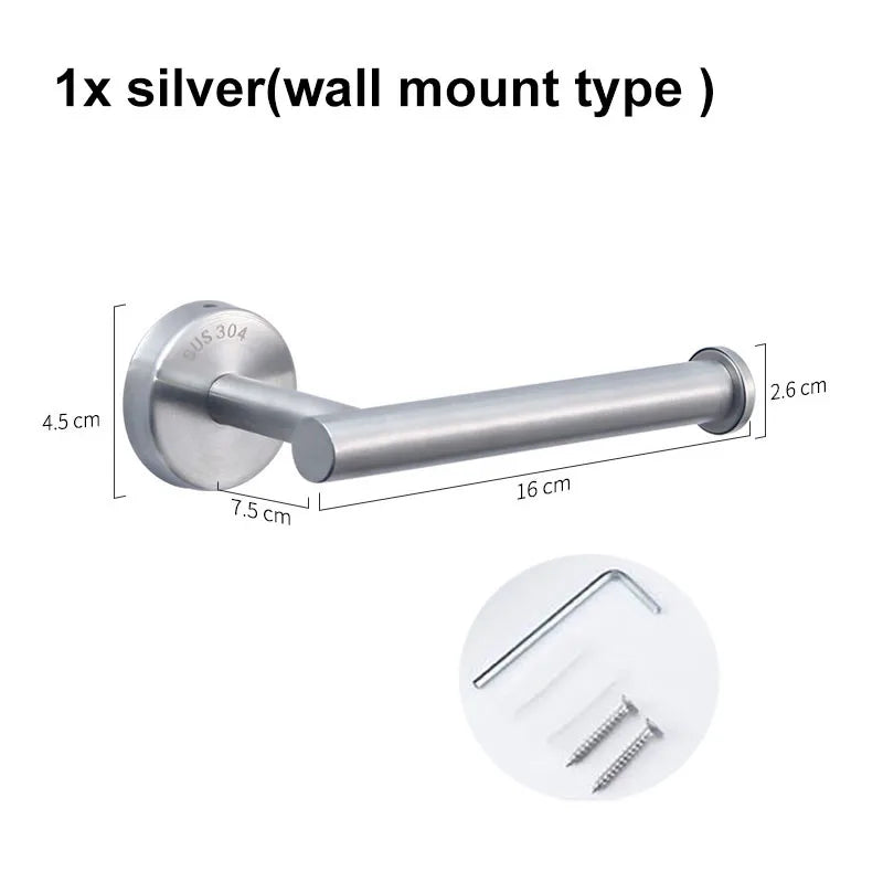 Porte-Papier Toilette Mural en Inox à Visser ou Adhésif 16 cm