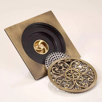 Bonde de Douche Carrée Laiton Sculpté 15 x 15 cm, 3 Motifs