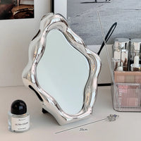 Miroir de Table Organique Cadre Ondulé, 5 Coloris, 25 x 20 cm