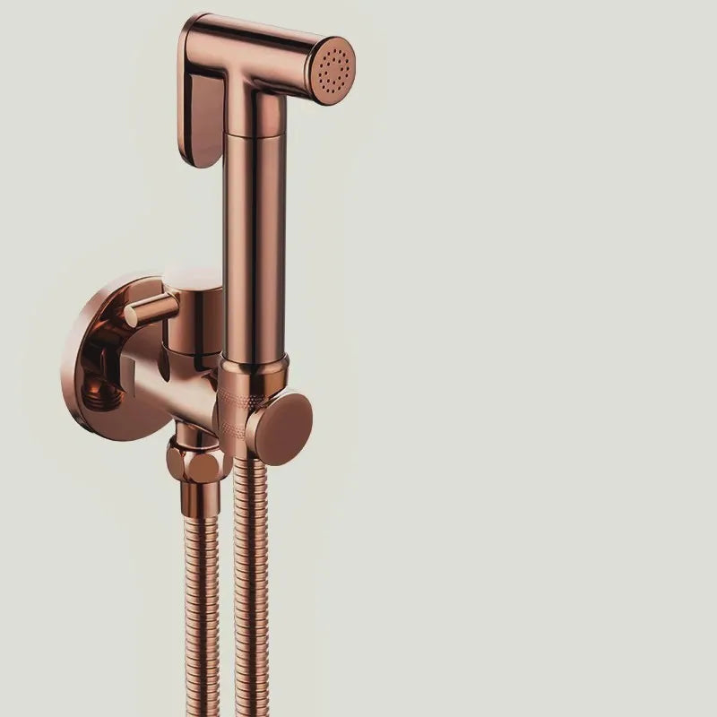 Douchette WC Or Rose Eau Froide en Laiton avec Robinet d'Angle