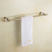 Accessoires Salle de Bain Doré Cristal Frise Grecque à la Pièce, 14 Articles