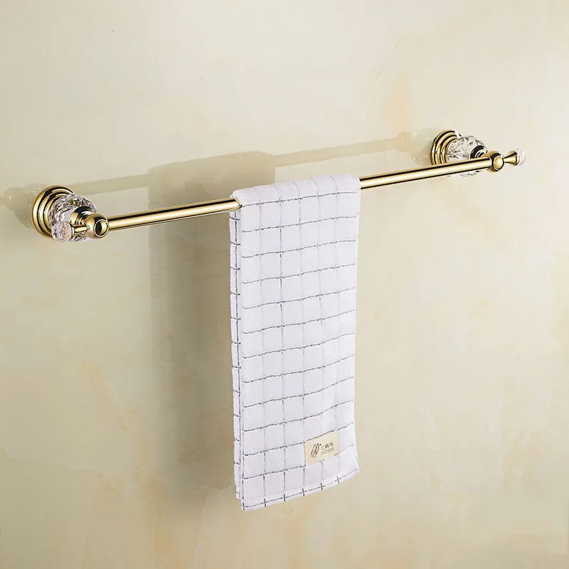 Accessoires Salle de Bain Doré Cristal Frise Grecque à la Pièce, 14 Articles