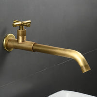 Robinet Lave-Main Mural Eau Froide, Bec Long 28 cm, Laiton