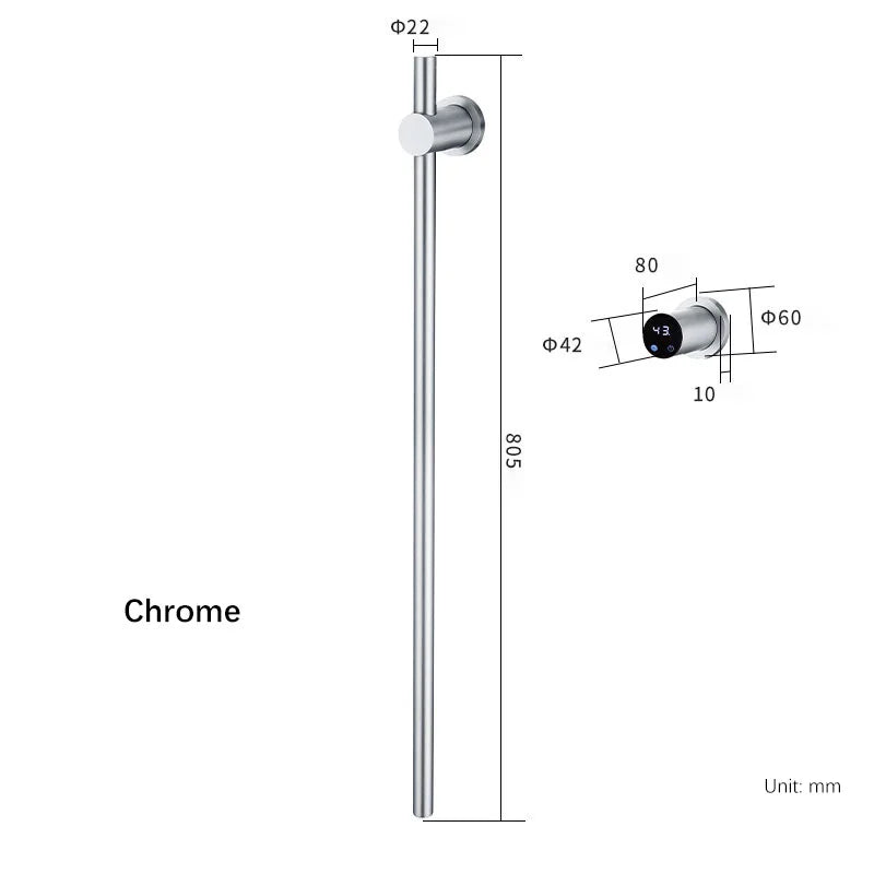 Sèche-Serviette Électrique Mural Vertical à Barres Rondes Inox 80 cm