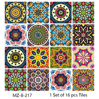 Lot de 16 Stickers Carrelage Adhésifs Motif Aquarelle