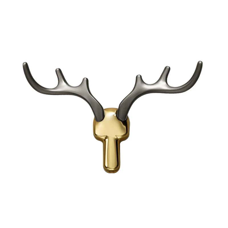 Patère Murale Bois de Cerf Alliage de Zinc Noir, Doré ou Argent