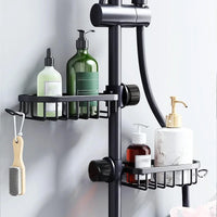 Porte-Éponge pour Robinet d'Évier ou Barre de Douche, Panier Noir ou Argenté