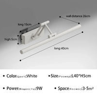 Applique Salle de Bain LED à Bras Articulé Noir ou Blanc 40 à 100 cm