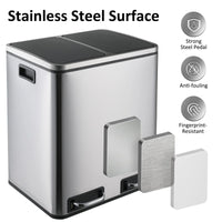 Poubelle de Cuisine Tri Sélectif 30 L, Noir, Inox ou Blanc