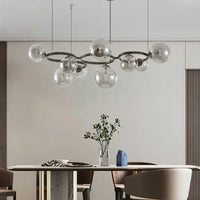 Suspension Cuisine Globes Verre sur Anneaux, 5, 7 ou 9 Têtes