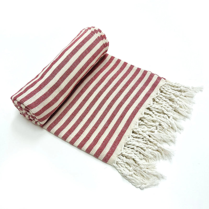 Serviette de Bain Turque Rayée à Franges en Coton 99 x 180 cm
