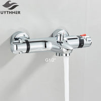 Colonne de Douche Thermostatique Noir et Chromé Laiton