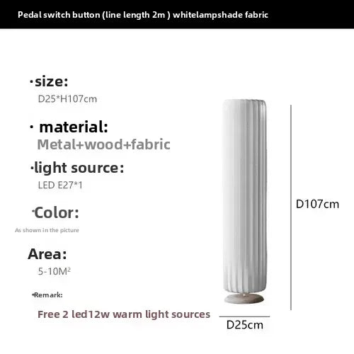 Suspension Cuisine ou Lampadaire Plissé Blanc en Tissu, 60 à 160 cm
