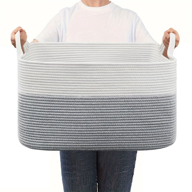 Panier de Rangement en Corde Tressée 58 L à Anses, 6 Coloris