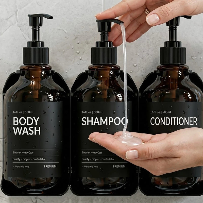 Distributeur de Savon Mural Douche Sans Perçage Lot de Flacons