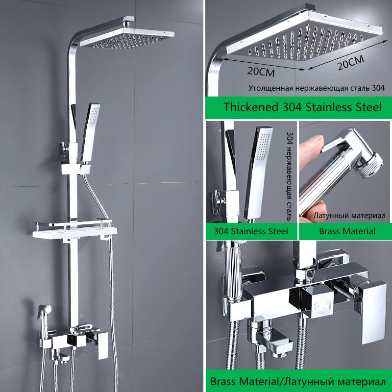 Douche Encastrable 3-4 Voies Noire ou Chromée