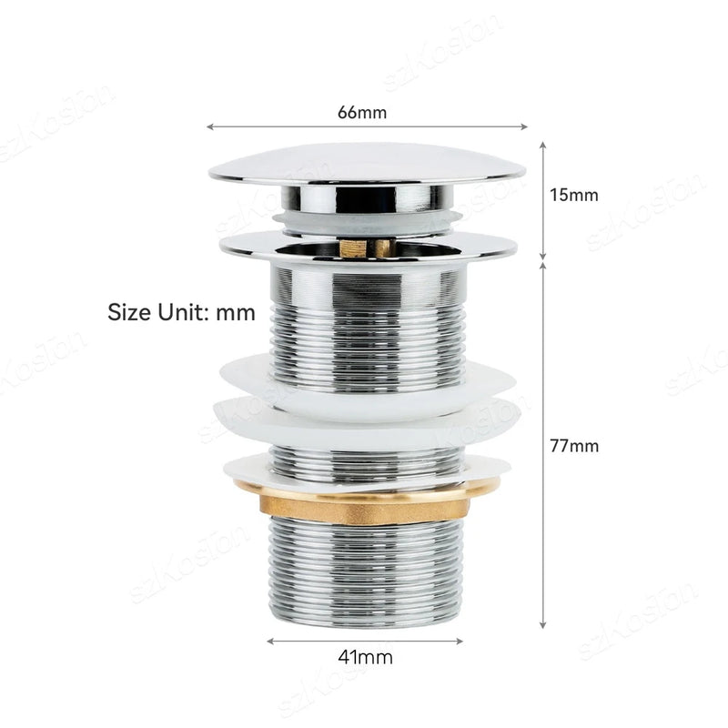 Bonde de Vidage Laiton 5 Finitions, Trou 41 à 52 mm