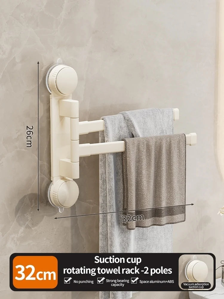 Porte-Serviette Rotatif Ventouse Pliable Aluminium