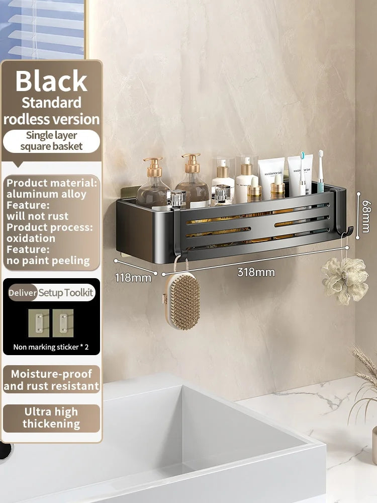Étagère de Salle de Bain Sans Perçage Triangulaire ou Carrée 68 cm