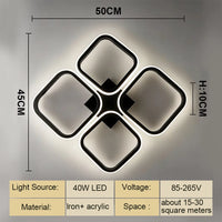 Plafonnier LED Cuisine Multi-Anneaux Dimmable Noir Blanc