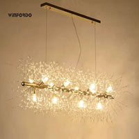 Suspension Cuisine Pissenlit Cristal Doré, Ronde ou Linéaire, 40 à 92 cm
