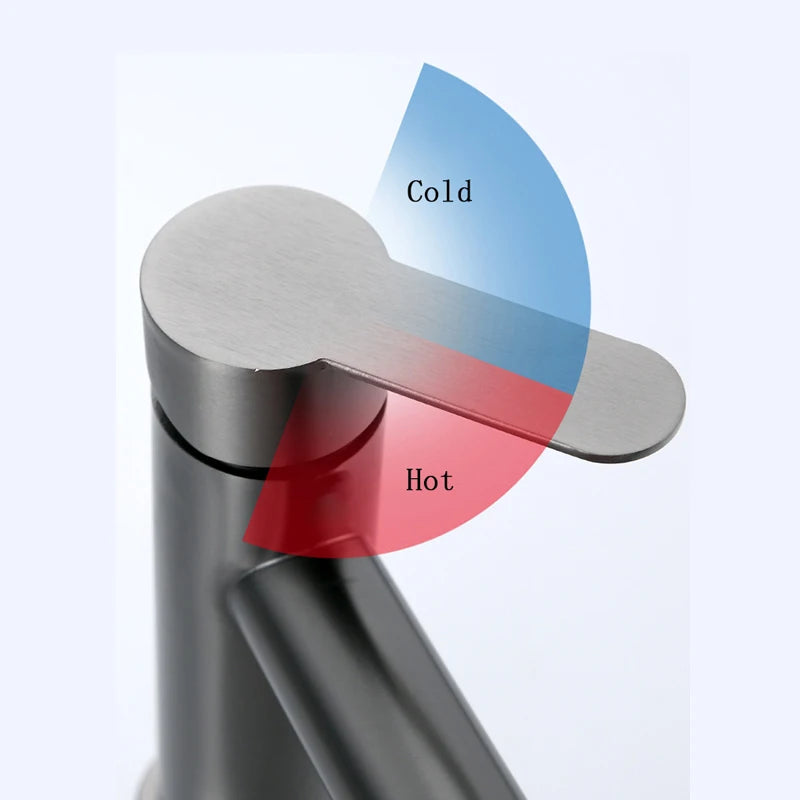 Mitigeur Lavabo à Poser Noir Mat, Gris ou Inox Brossé