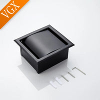 Porte-Papier Toilette Encastré Inox 304 Noir Mat ou Chromé avec Rabat