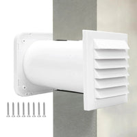 Kit de Ventilation Murale Traversant 100 mm, Longueur Réglable, Blanc