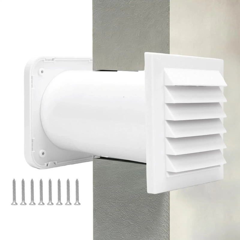 Kit de Ventilation Murale Traversant 100 mm, Longueur Réglable, Blanc
