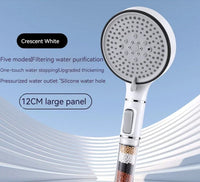 Pommeau de Douche Filtrant 5 Jets Stop Eau Haute Pression 12 cm