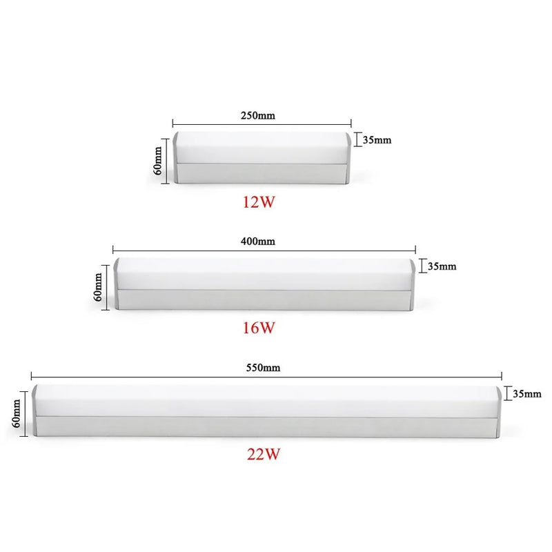 Applique Miroir Salle de Bain LED Tube ou Barre, 25 à 55 cm